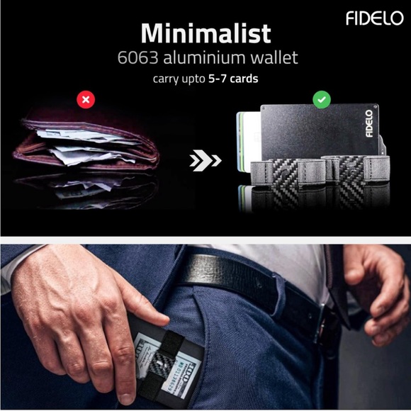 Fidelo Minimalist Wallet for Men- RFID Blocking Pop up Wallet Credit Card Holder - Picture 2 of 3